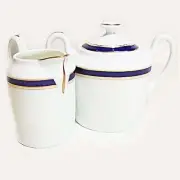 DIPLOMAT COBALT Raynaud Limoges Creamer & Covered Sugar NEW NEVER USED French