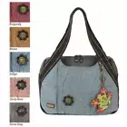 New Chala Bowling Tote Shoulder Large Bag Indigo Blue Pleather FROG Coin Purse