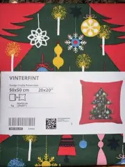 Ikea VINTERFINT Pillow Cushion Cover, Cotton 20" x 20" Christmas Tree, Red - NEW