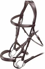 Velociti Padded Leather Roll Horse Cavesson Bridle (UK Size: Cob) (Havana)