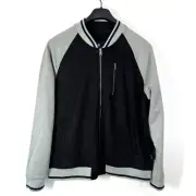 Ben Sherman The Original Faux Suede Bomber Jacket Mens XL Black Gray Full-Zip