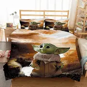 v5104 Bed Sheets Bedding Star-Wars Yo-da 3 Pcs Comforter Set with 2 Pillowcases,Star-Wars Yod-a Bedding Set Sheet Set for Kids Adults,All Season L...