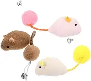 TOYANDONA 3pcs Set Plush Mouse with Bell for Cats Realistic Stuffed Rat Balls Safe Durable Kitten Interactive for Indoor Play Chewing