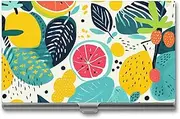 [VFMKT] Slim Metal Business Card Holder Portable Business Card Case Pocket Name Card Holder Fruits And Leaves Wallet for Men Women Office Travel