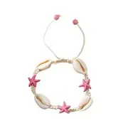 Caiyao Boho Turtle Starfish Shell Evil Eye Beach Ankle Bracelets Necklace Pink