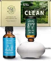 VTS Waterless Diffuser with Essential Oils Set (1 fl oz Tea Tree Essential Oil & 1 fl oz Clean Essential Oil Blends & Portable Diffuser)