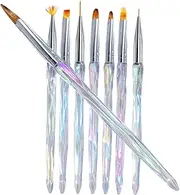 WRITWAA 8Pcs Nail Art Brush for Manicure Premium Nail Drawing Pens for Fine Line Design Easy Hold Dotting Tools Salon Use