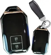 Soft TPU Key Case Cover Fit for Suzuki Swift Wagon R Key Fob Keychain Key Shell Holder Accessories 2 Button, A Button-Black, 2 Button