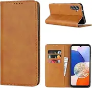 [Cavor] for Samsung Galaxy A14 5G Case Cowhide Pattern PU Leather Cases Flip Magnetic Kickstand Book Wallet Cover Phone Case with Card Slots(6.6") -Light Brown