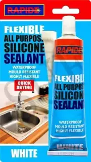 White Silicone Tube Sealant Waterproof Kitchen Bathroom Bath Shower 70ml Rapide