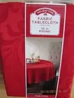 Holiday Time 70" Round Red Fabric Tablecloth - NIP!