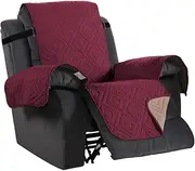 [Smarcute] Waterproof Recliner Chair Covers for Armchairs, Recliner Covers for Chair, Protect from Pets/Dogs, Soft Quilted and Non Slip Strap (Diamond Pattern, Burgundy/Tan)