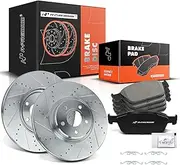 A-Premium 12.60 inch (320mm) Front Drilled and Slotted Disc Brake Rotors + Ceramic Pads Kit Compatible with Select Ford Models - Escape 2013-2017, Transit Connect 2014-2018, 6-PC Set