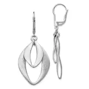 Sterling Silver Polished & Brushed Leverback Earrings