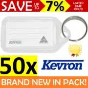 NEW BULK 50x Kevron Key Tags + Paper Inserts Clear White Key Ring Tag ID5 CLR50