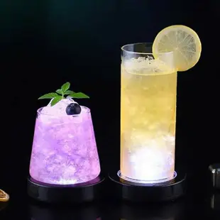 【台灣現貨】發光杯墊 led 杯墊 七彩杯墊 高球杯 可林杯 highball 酒吧裝飾 調酒裝飾 古典杯