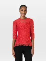 Red Lace Blouse with Slip