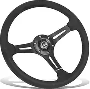 NRG Innovations NRG-RST-030SA Reinforced Steering Wheel - 350mm Sport Steering Wheel (2.5" Deep) - matte black spoke/Micro Suede with Slits
