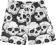 [RPLIFE] Cute Creepy Skulls Boys Short Swim Trunks, Toddler Boy Swim Trunks 2T