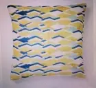 NEW West Elm Crystal Blue Hand Crafted Blocked Triangle Quilted Euro Sham Pillow
