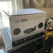 Victrola Acrylic 2-Speed Bluetooth Turntable with TWO 40-Watt Wireless Speakers