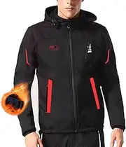 [VIKAMAKA] Men's Thermal Fleece Cycling Jacket, Reflective Softshell Winter Waterproof Bike Coat with Back Zipper Ventilation