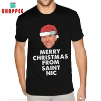 在飛比找蝦皮購物優惠-來自 Saint Nic 的廉價聖誕快樂 T 恤男式 D 棉