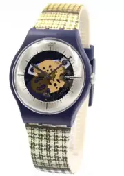 New Swiss Swatch Originals Watch My Fabric Skeleton Watch 41mm SUON129 $95