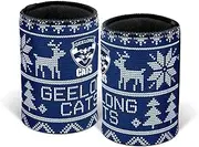 AFL Christmas Stubby Cooler - Geelong Cats - Rubber Base - XMAS