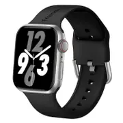 Friendie Byron Silicone Sports Band for Apple Watch (Black/Silver) [Large]