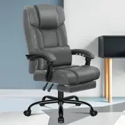 ALFORDSON Office Chair Executive Computer Gaming PU Leather Seat Recliner Grey