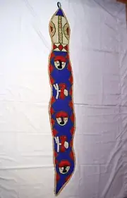 Yoruba Tribal Beadwork With Glass Seed Beads Snake Wall Hanging Nigeria, Africa