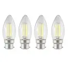 4 x LED Filament Candle Lamp B22 4W 6000k Day Light 450 Lm Glass Bulb 360° SAA