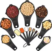 Measuring Cups and Spoons Set, Plastic Measuring Cup and Spoon Set of 15, 7 Meas