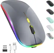 LED Wireless Mouse, Rechargeable Slim Silent Mouse 2.4G Portable Wireless