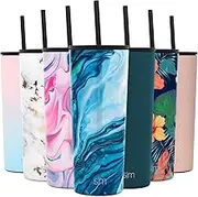 Simple Modern 24oz Classic Tumbler with Straw Lid & Flip Lid - Travel Mug Gift Vacuum Insulated Coffee Beer Pint Cup - 18/8 Stainless Steel Water Bottle Pattern: Ocean Geode