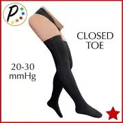 Presadee Closed Toe Thigh High 20-30 mmHg Firm Compression Zipper Stockings