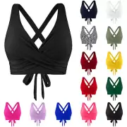 Women Lace Up Swimwear Tops Underwire Full Coverage Bikini Top Push Up Swim