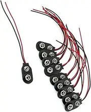 SEWACC 50pcs I Type Battery Clip Connectors with Cable Snap Design for LEDs and Devices Sturdy and Construction
