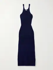[KHAITE] KHAITE - Jaime Brushed Silk And Cashmere-blend Maxi Dress - Navy - medium medium Blue