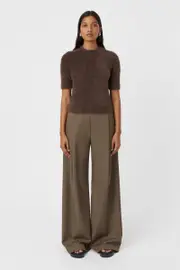 Emmett Wide Leg Pant in Coffee Brown - CAMILLA AND MARC® C&M