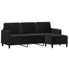 3-Seater Sofa Lounge Couch with Footstool Sofa Chair Settee Velvet vidaXL