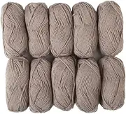 Knit Picks Wool of The Andes Yarn Pack - 10 Skeins of Brown 100% Wool Worsted Weight Yarn (Mink Heather)
