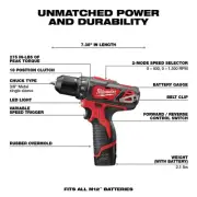 Milwaukee Drill Driver/Impact Kit 12V Li-Ion Cordless 3/8" Right Angle Drill