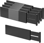Utoplike 4" High Bamboo Drawer Divider, Ajustbale Drawer Organizer Kitchen, Closet Vanity Expandable Black Drawer Separator for Clothes (4pcs)