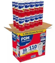 POM Individually Wrapped 2-Ply Paper Towels 110 sheets/roll, 30 rolls