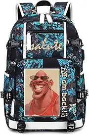 Basketball MJ23 Multifunction Backpack Travel Daypacks Fans Bookbag for Men Women (Light Blue - Pattern 3)