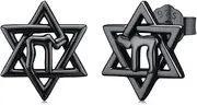 [Kootwo] Jewish Chai Earrings 925 Sterling Silver, Star of David Stud Earrings for Men Women, Hypoallergenic Ear Studs Jewelry Gift, Free, Sterling Silver, No Gemstone