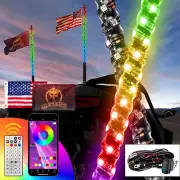 2x 3FT Chasing RGB Dancing LED Whip Lights & Whip Wire For Can Am X3 Polaris RZR