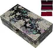 February Mountain Mother of Pearl Large Jewellery Box with Ring Tray | Earring Necklace Ring Sunglasses Watch organiser